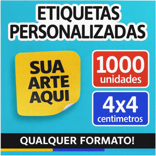 1000 Etiquetas Adesivas 4x4cm 