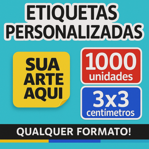 1000 Etiquetas Adesivas 3x3cm 