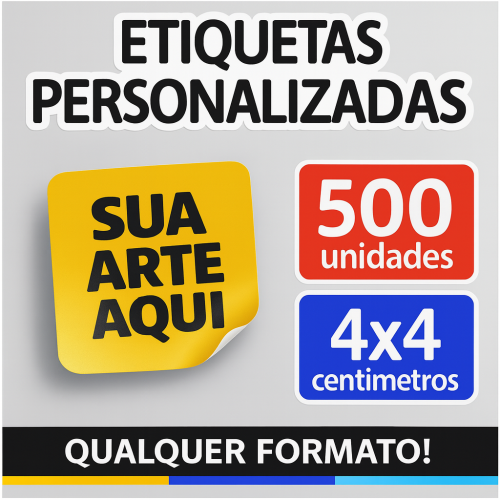 500 Etiquetas Adesivas 4x4 cm