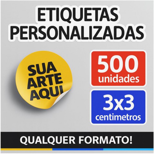 500 Etiquetas Adesivas 3x3 cm